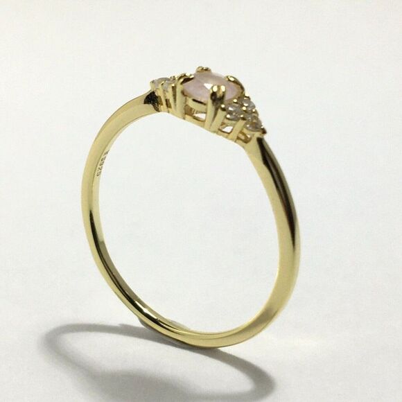 Yellow Gold Plated Sterling Silver Ring Size 7 Pink Lab Created Cubic Zirconia - Picture 13 of 16